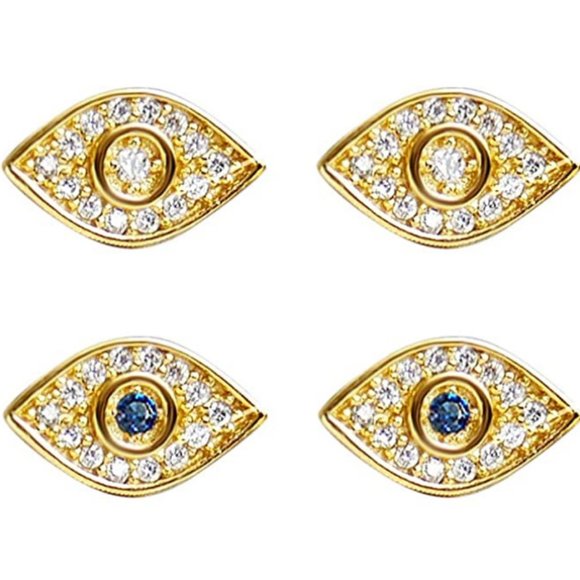 Jewelry - 14K Gold Plated Evil Eye Earrings 2 Pairs